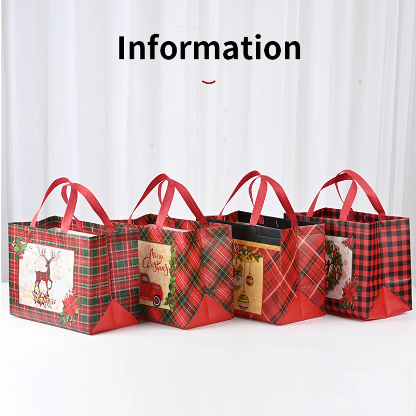 New Plaid Christmas Candy Gift Bags | Cute Santa Claus & Snowman Pattern Non-Woven ... - SKU CCGB2014 - UGI Packaging