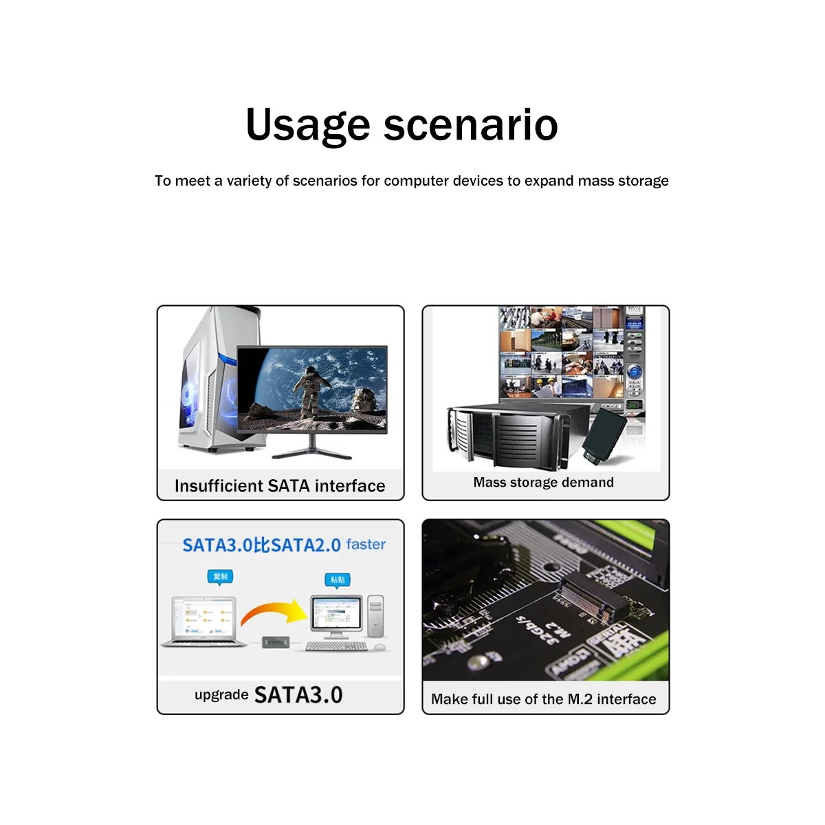 M Ű NVME Ȯ ī, NAS ϵ ̺ Ȯ  ī, M.2-6 Ʈ, SATA 3.0, 6G