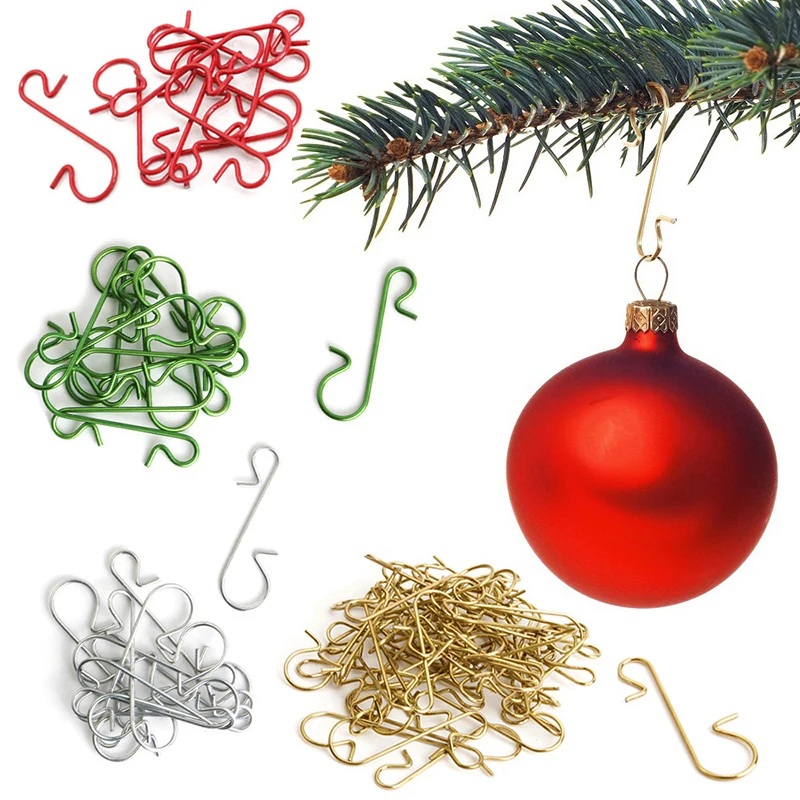

100pcs Christmas Ornament Hooks Xmas Tree Decor Hanger Hooks S-Shaped Hook for Christmas Tree Decor Hook Supplies For Home Party