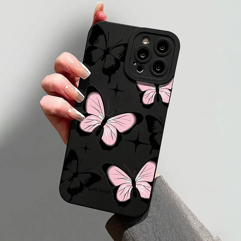 Elegant Black Butterfly Pattern Phone Case Cover