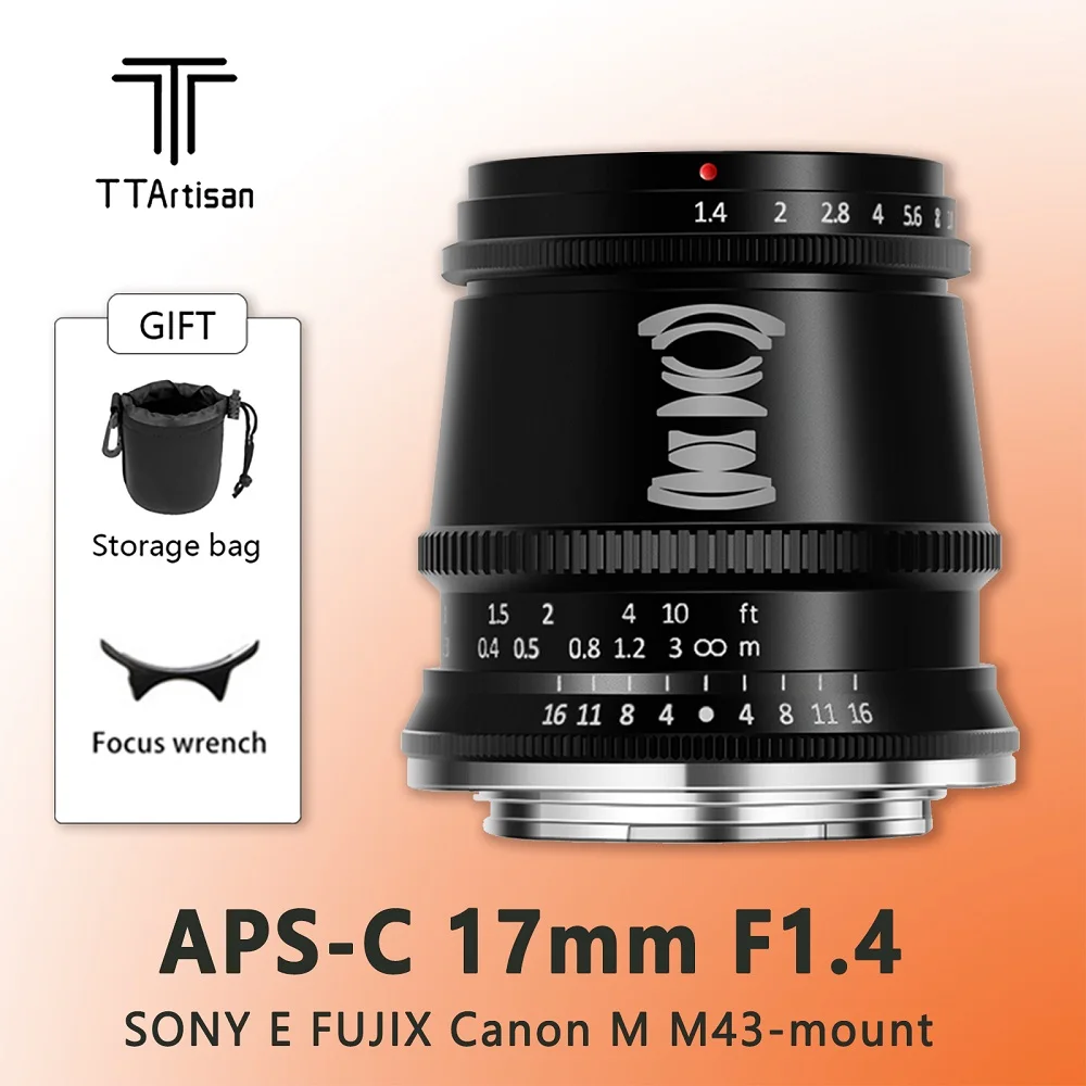 Ttartisan 17Mm F1.4 Obiettivo Grandangolare Per Fotocamera Per Sony E Mount Fujifilm Xt3 Xa7 Xe Canon M Leica L Nikon Z Panasonic Olympus M43