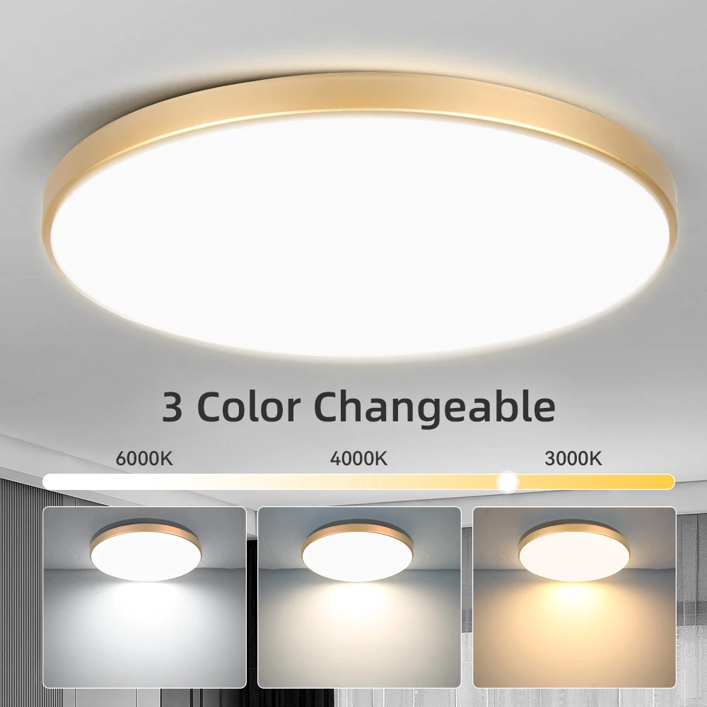 Golden LED Ceiling Lamp installed in room