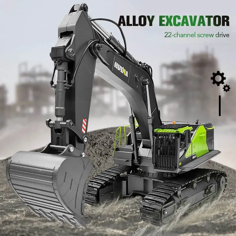 1/14 HUINA 1593 582 RC Excavator Dumper Truck crawler Alloy Tractor Loader 2.4G Radio Controlled Car Engineering toy for boy 5