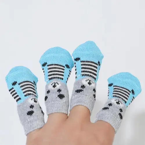 애완견 강아지 고양이 신발 슬리퍼 미끄럼 방지 양말, 애완 동물 귀여운 실내, 작은 개 고양이 스노우 부츠 양말, 애완 동물 용품, 4 개/세트 3