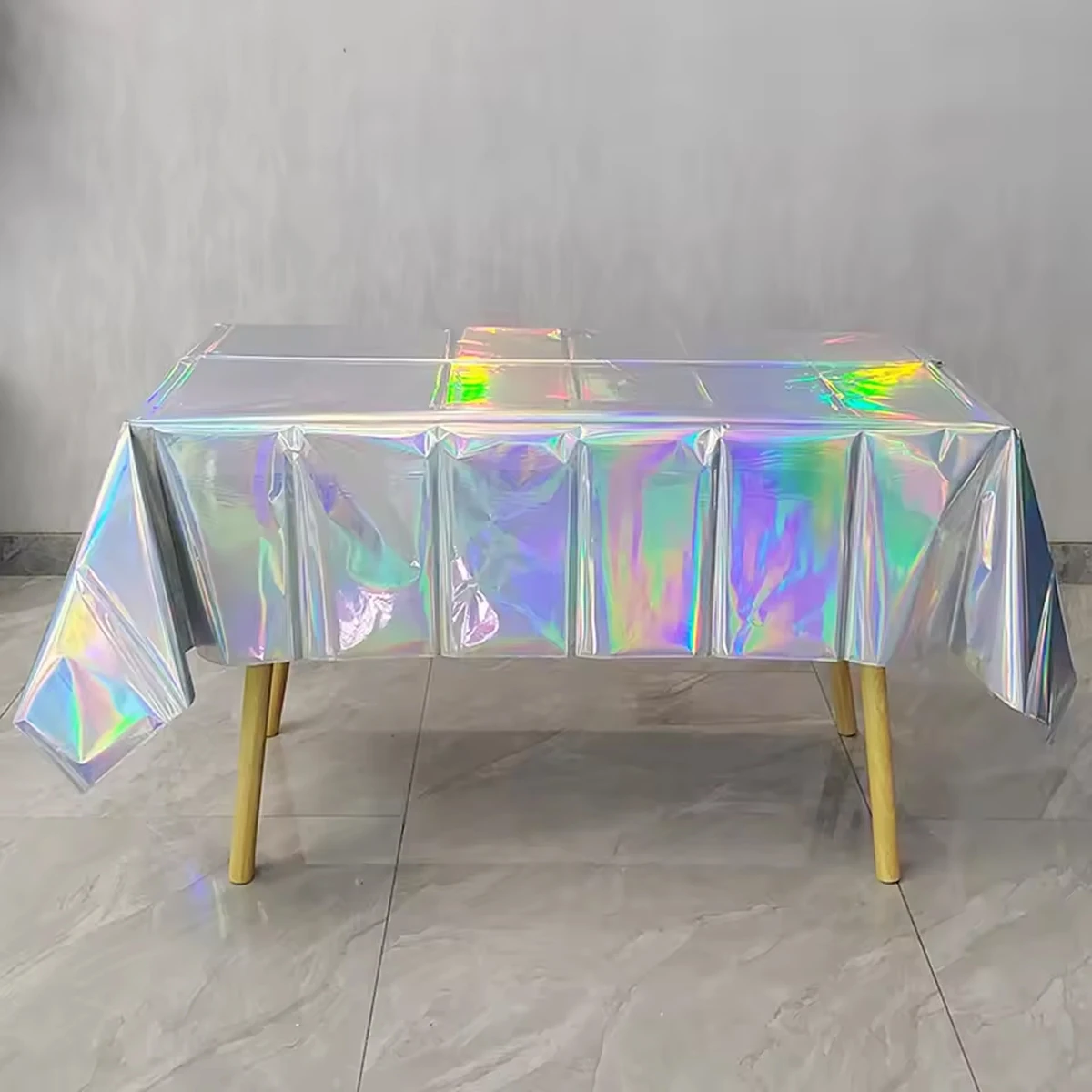 1pc Laser Rainbow Theme Party Tablecloth, Disposable Tablecloth Decoration Supplies, Wedding，Birthday Supplies, Festival Gift