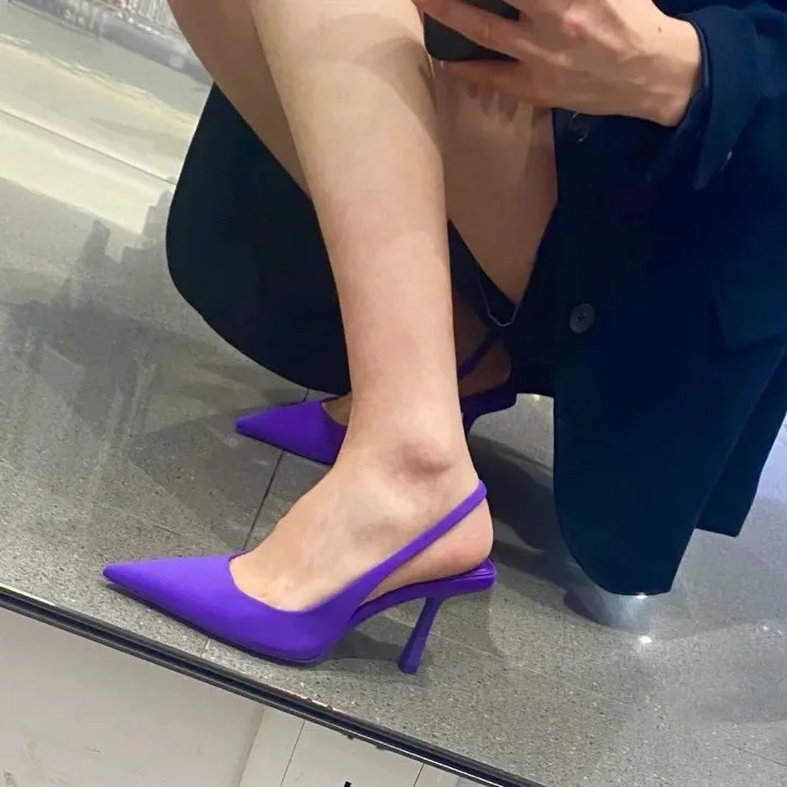 サンダル・ミュール HOGAN Women Sandals HXW6600FH30T5T0SYT Purple Low Heel Shoes Women Purple | Purple Pointed Toe Sandals