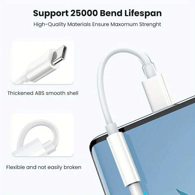 Type C to 3.5 mm female headphone jack adapter USB C to Aux audio dongle cable for iPhone 15 16 Galaxy