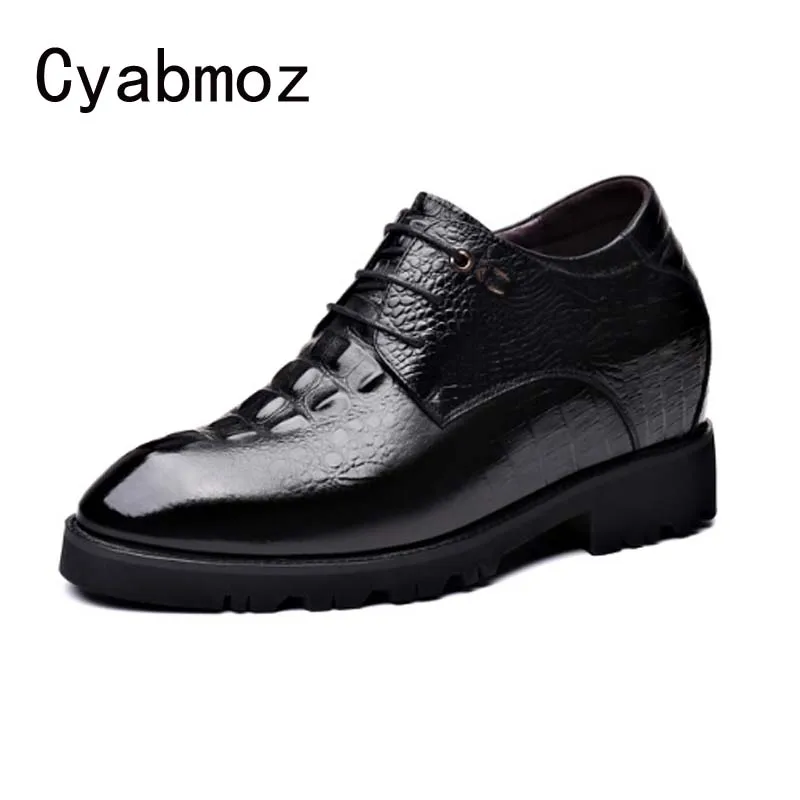 

Men Inner Height Increasing 10CM Crocodile Pattern Genuine Leather Shoes Men's Business Dress Shoes Man Elevator Casual Shoe