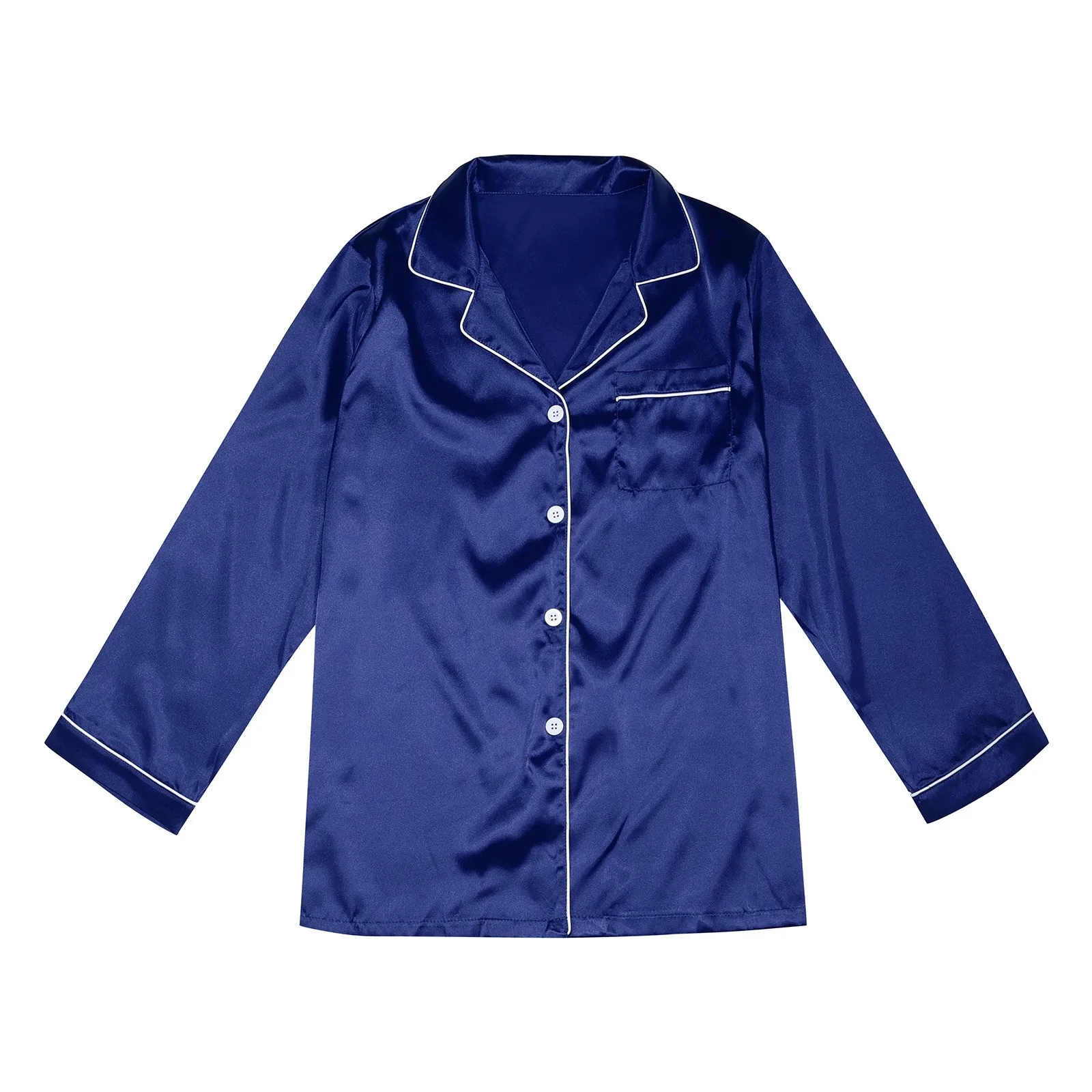 thumbnail image 4 of Pijama de seda para mujer de 2 piezas de talla grande para Navidad, conjunto familiar a juego, pijama de punto marrón para madre e hijos de manga larga lisa, 4 of 5