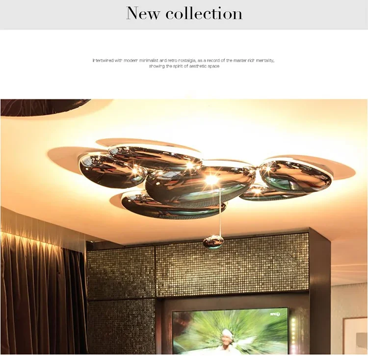 Description Picture 3 of itemCreative Nordic Design Pendant Light Sliver Suspension Lighting Luxur Metal Mercury Ceiling Lamp Art Deco Lamp Home Lustres
