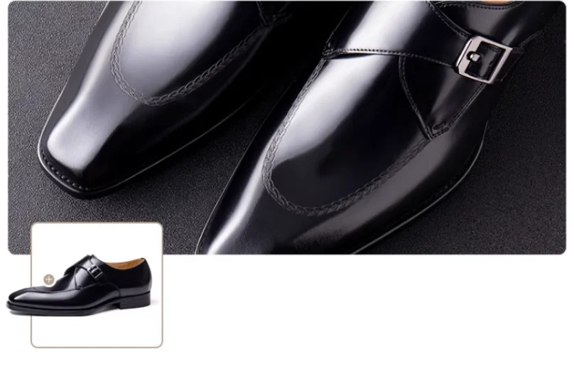 Neue Herren-Mönchsriemen-Schuhe im britischen Stil aus echtem Leder, Business-Freizeitschuhe für die Hochzeit – Detail 12