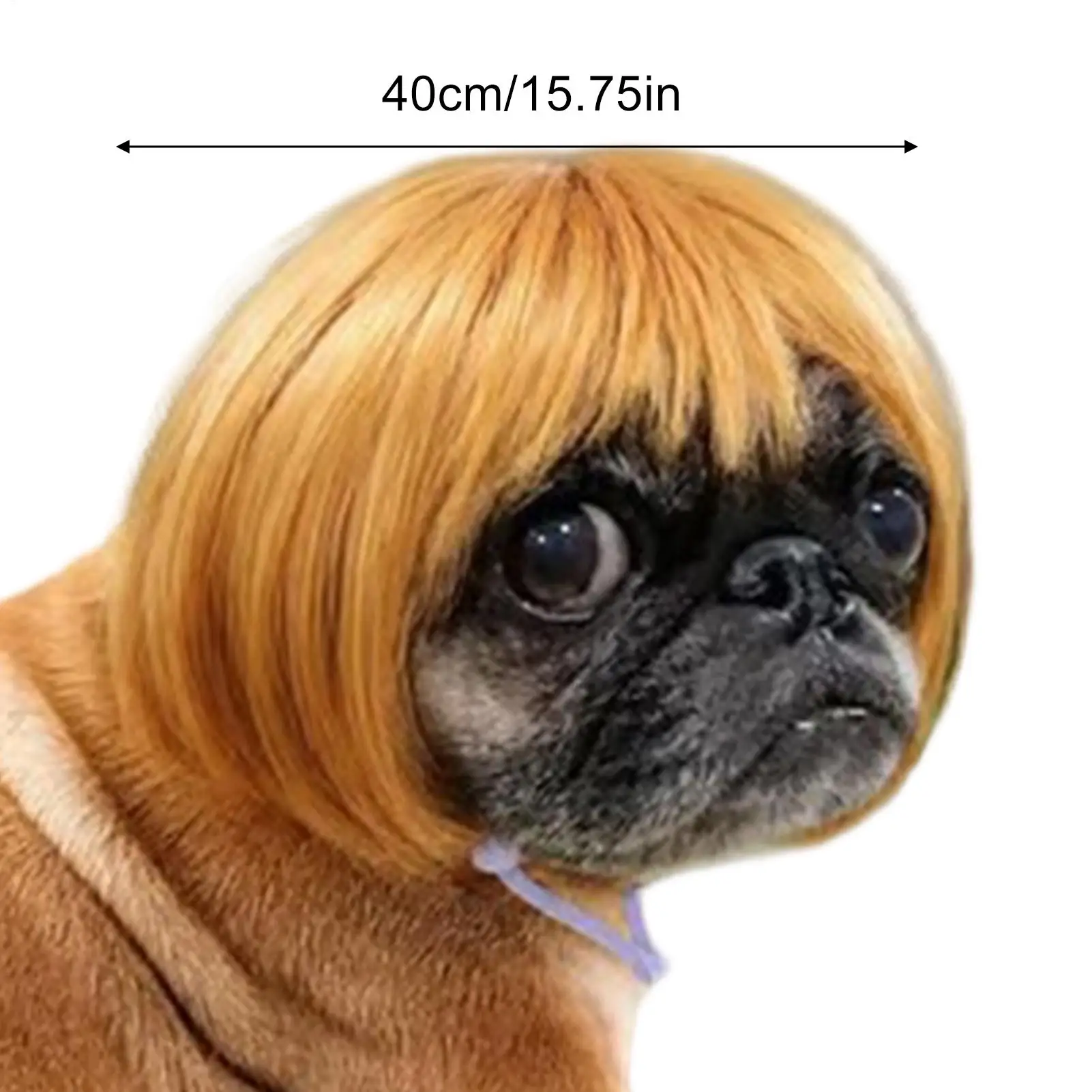 강아지용 가발, 재미있는 조절 가능한 인모 스타일 앞머리, 애완동물 코스튬, 축제, 고양이용 밥 가발, 소형, 중형, 대형견용, 할로윈