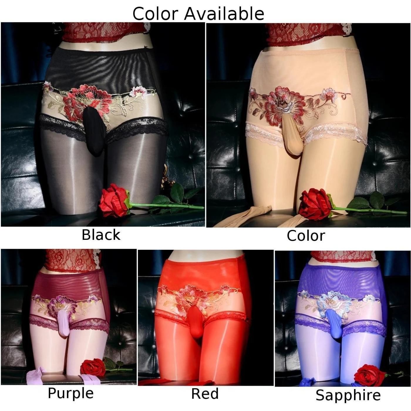 Shiny Oily Pantyhose Men Floral Embroidery See Through Bulge Stocking Elastic Tights Sissy Lingerie Gay Clubwear