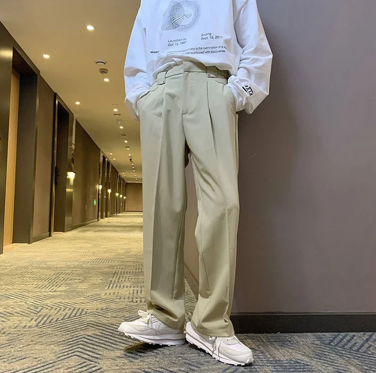 Description Picture 5 of itemFluid Khaki Trousers for Men Draped Wide Leg Man Suits Pants Formal High Quality Work Wear Tailoring Slacks Thin Casual Fashion