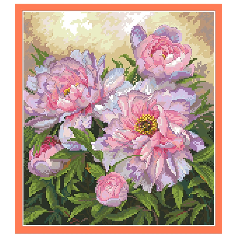 Bloom Tender Peonies Cross Stitch Embroidery Kits Needlework Sets