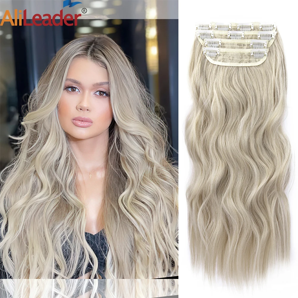 

Clip In Hair Extensions 20Inch 4Pcs/Pack Thick Highlighted Hairpieces Long Wavy Clip In Hair Piece Synthetic Extension For Women