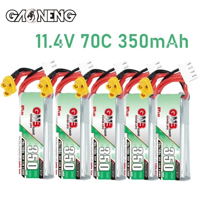 Batteria Lipo Gnb 3S 11.4V 350Mah 80C/160C Per Parti Di Droni Betafpv Beta75X 3S Beta65X 2S Whoop Con Batteria Xt30 Plug 11.4V