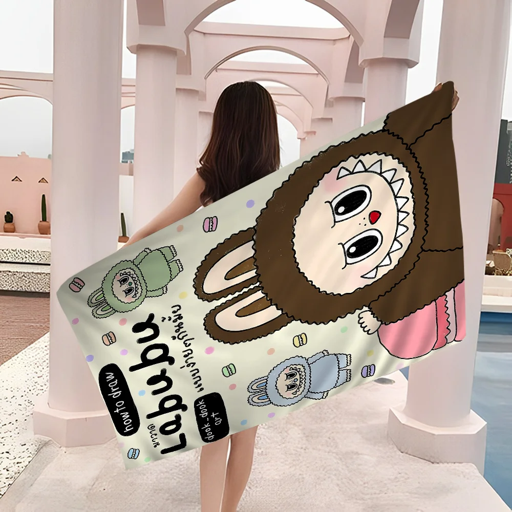 Cartoon L-Labubu Beach Towel Colorful Bath Towels for Girl Microfiber Quick Dry Custom Sand Free Beach Yoga Spa Gym Pool 5
