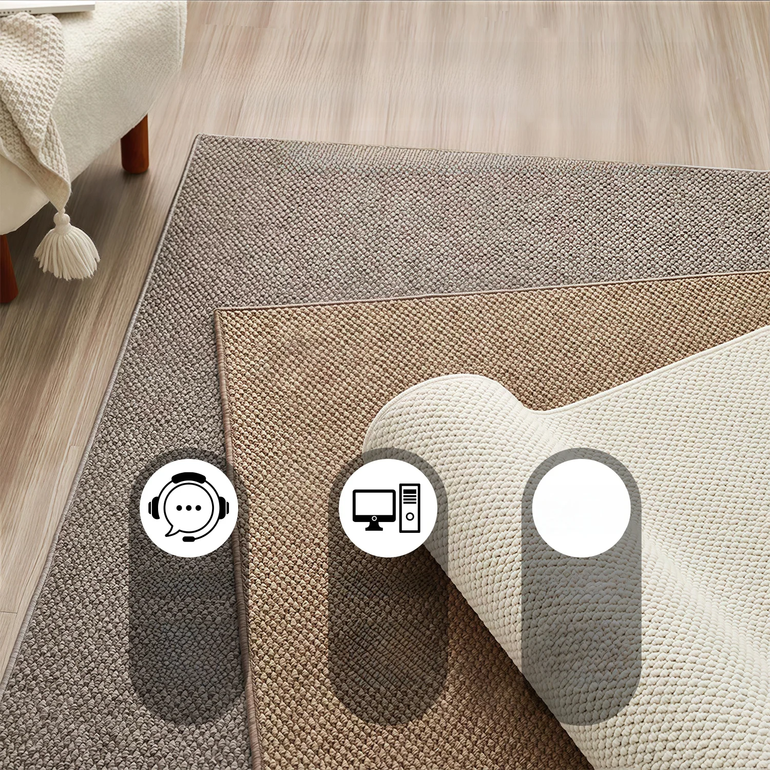 Bede Carpet Soft Pad Long Rectangle Jute Material Bedroom Home Decor Anti-Slip Wa-Free Main Bedroom Cusizable Mat