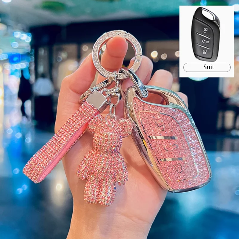 Diamant-Rosa-Stil für MG ZS HS GT MG4 MG5 MG6 Plus VE ZX EHS EZS 2022 2023 2024 Fernbedienung Smart Car Key Case Cover Fob Zubehör