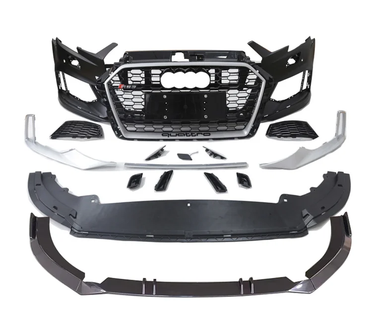 

RS3 Auto Body kit For Audi A3 High quality front bumper with grill front lip for Audi S3 PP Material 2017 2018 2019 8V5807065GRU