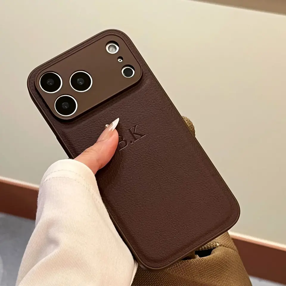 Personalisierte Luxus-Handyhülle aus Kunstleder mit 3D-Namensgravur zum Selbermachen für iPhone 17, 16, 15, 14, 13 Pro Max Plus_voghion.com