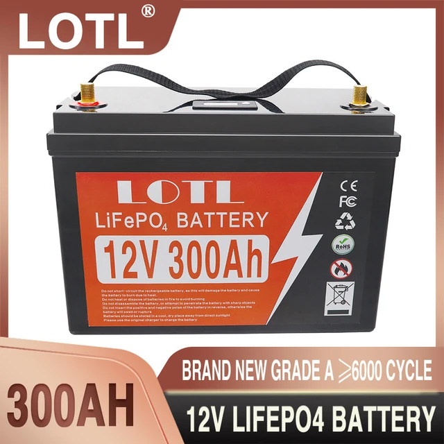 12V 300AH 100AH LiFePO4 Battery Built-in BMS Lithium Iron Phosphate Cell  Pack For Golf Cart