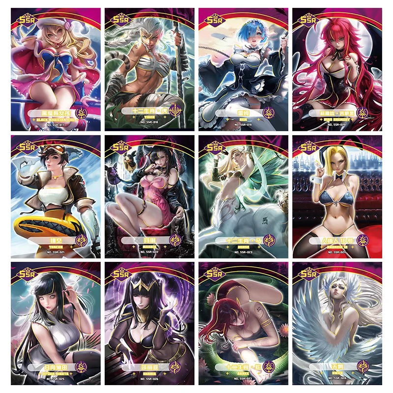 

Anime Goddess Story Rare SSR Refractive Flash Cards Black Magician Girl Rem Toys for boys Collectible Cards Birthday Gift