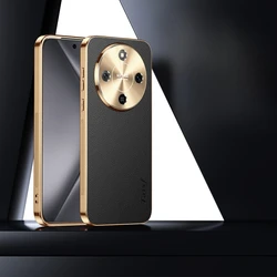PU Leather Texture Lichee Pattern Plating Shockproof Case with Lens Protection and Bumper Shell for Honor X9D (Black)
