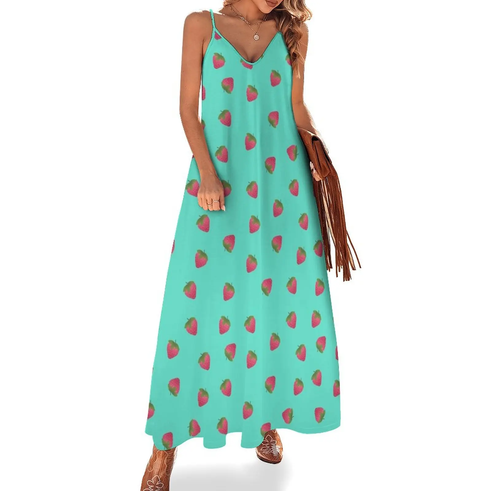 

Strawberry Dress Pattern Sleeveless Dress women's clothing trend 2024 dress summer 2024 women