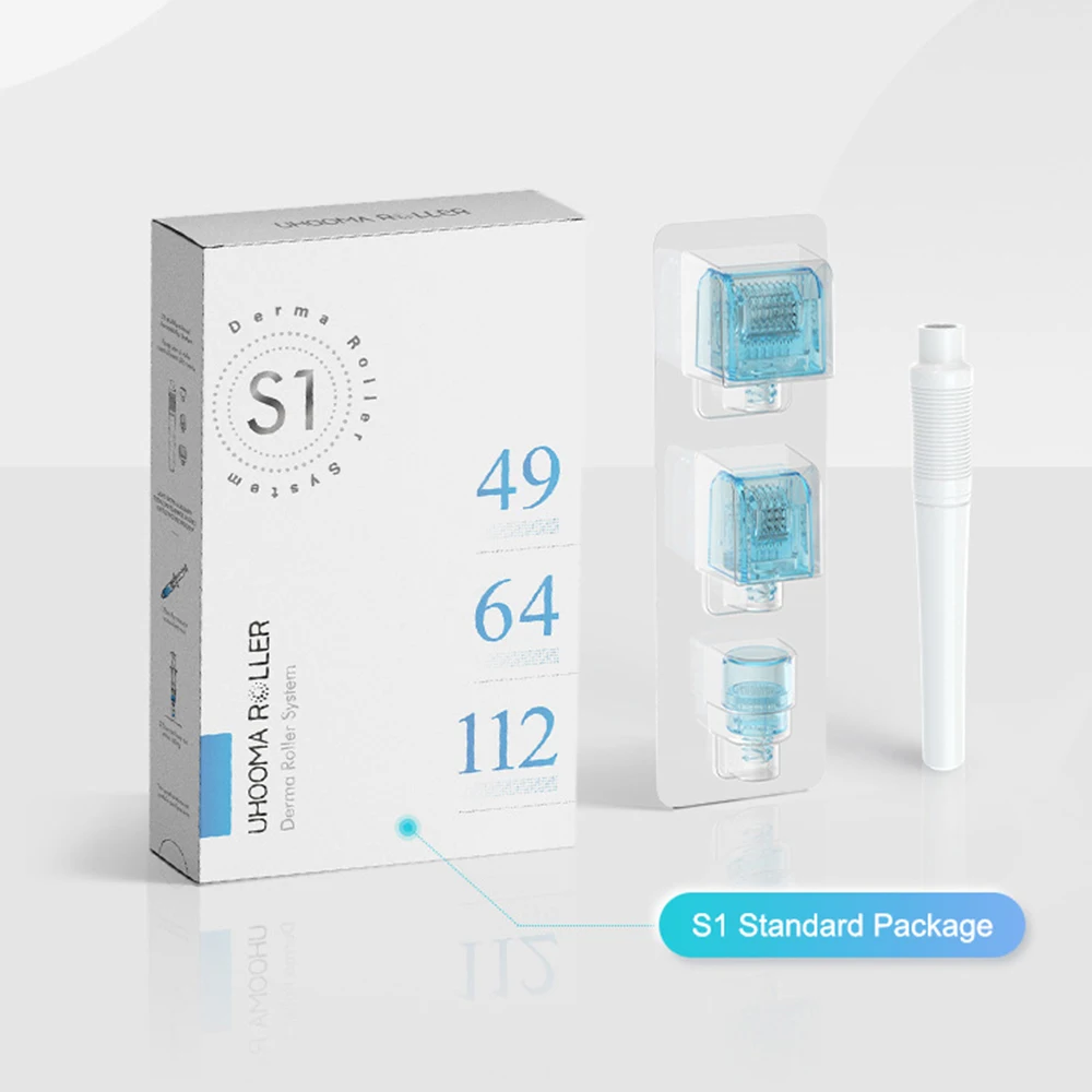 3 In 1 S1 Derma Roller Usa E Getta 49/64/112 Pin Titanium Microneedle Mts Roller Per Il Trattamento Dei Capelli Del Viso Aghi Dermaroller