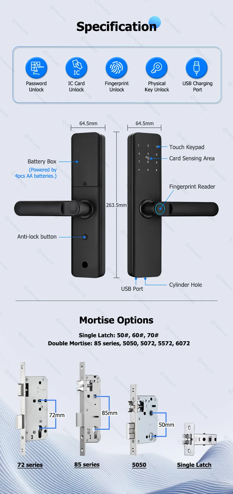 cerradura inteligente Unlock Fingerprint IC Card Password Mode Temporary Passwor