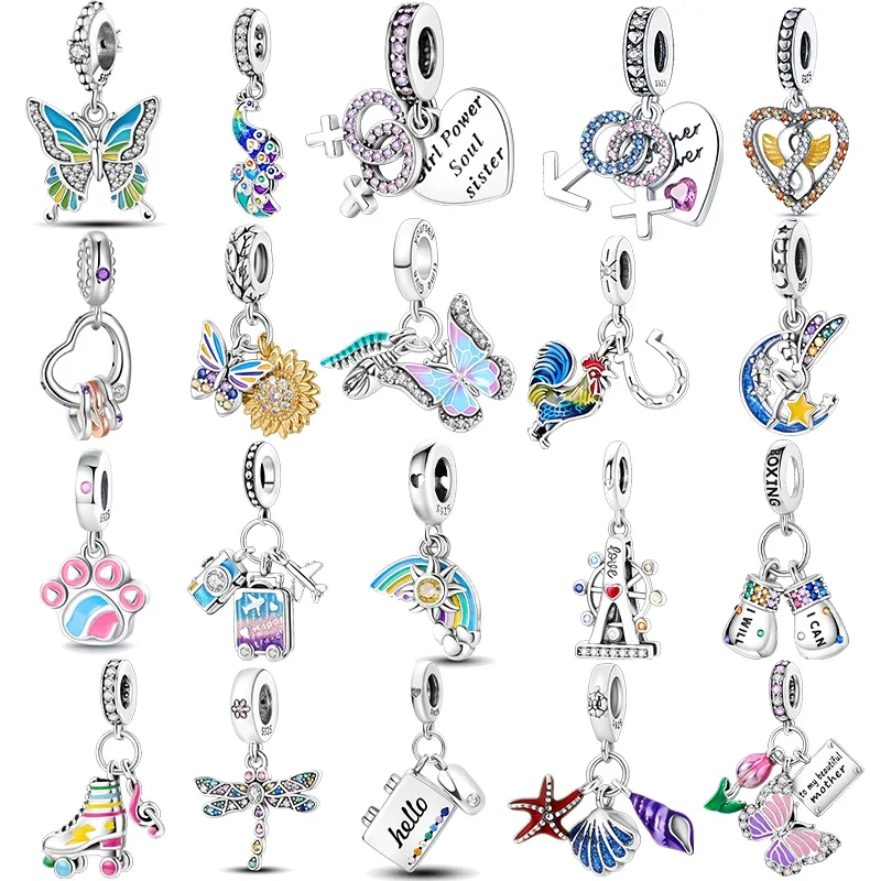 Butterfly Rainbow Boutique Charms Fit Original 925 Pandora Bracelet 925 Sterling Silver Charm Bead Necklace Diy Female Jewelry