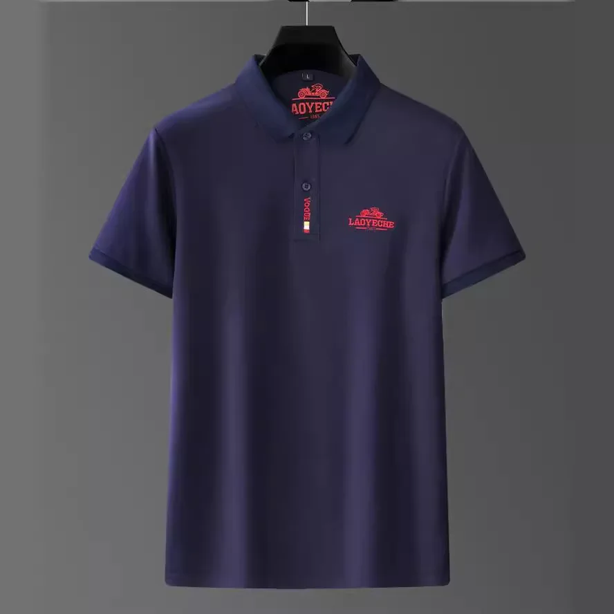 

2024 New Men's Polo Shirt For Spring And Summer, Business Casual Short Sleeved T-shirt, Fashionable Embroidered Pearl Ground Top