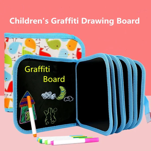 Fun Toy Education Children's Painting Book Drawing Magic Blackboard Chalk Watercolor Pen Drawing Toy Magic Coloring Book 6 Pages 2