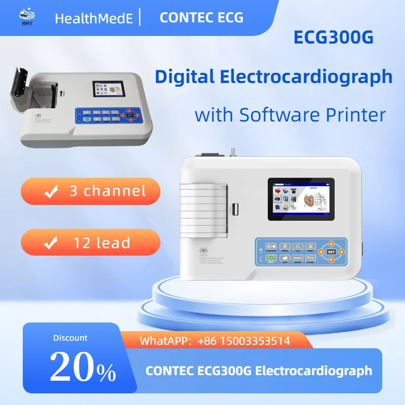 Real manufacturer CONTEC ECG300G CE Digital Portable 12 leads pc 3 channel ECG Machine