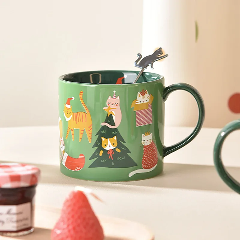 Smallterm Japanse Leuke Keramische Shiba Inu Panda Koffiekop Deksel Thuis Paar Melk Ontbijt Cup Water Cup (Groen