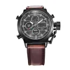 Brand Chronograph Business Watch For Men Fashion Leather Band Alarm Stopwatch Multi-function Movement Electronic Clock Black 6