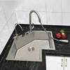 L-shaped Stainless Steel Corner Kitchen Sinks Kitchen Accessories Large Single Sink Modern Small Apartment Special Washing Sink 2