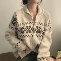 New Autumn Winter Women Fashion Elegant Knitwear Long Sleeve Sweater Fall Korean Style Casual Knitted Top Zipper Lapel Jacket - Image 3