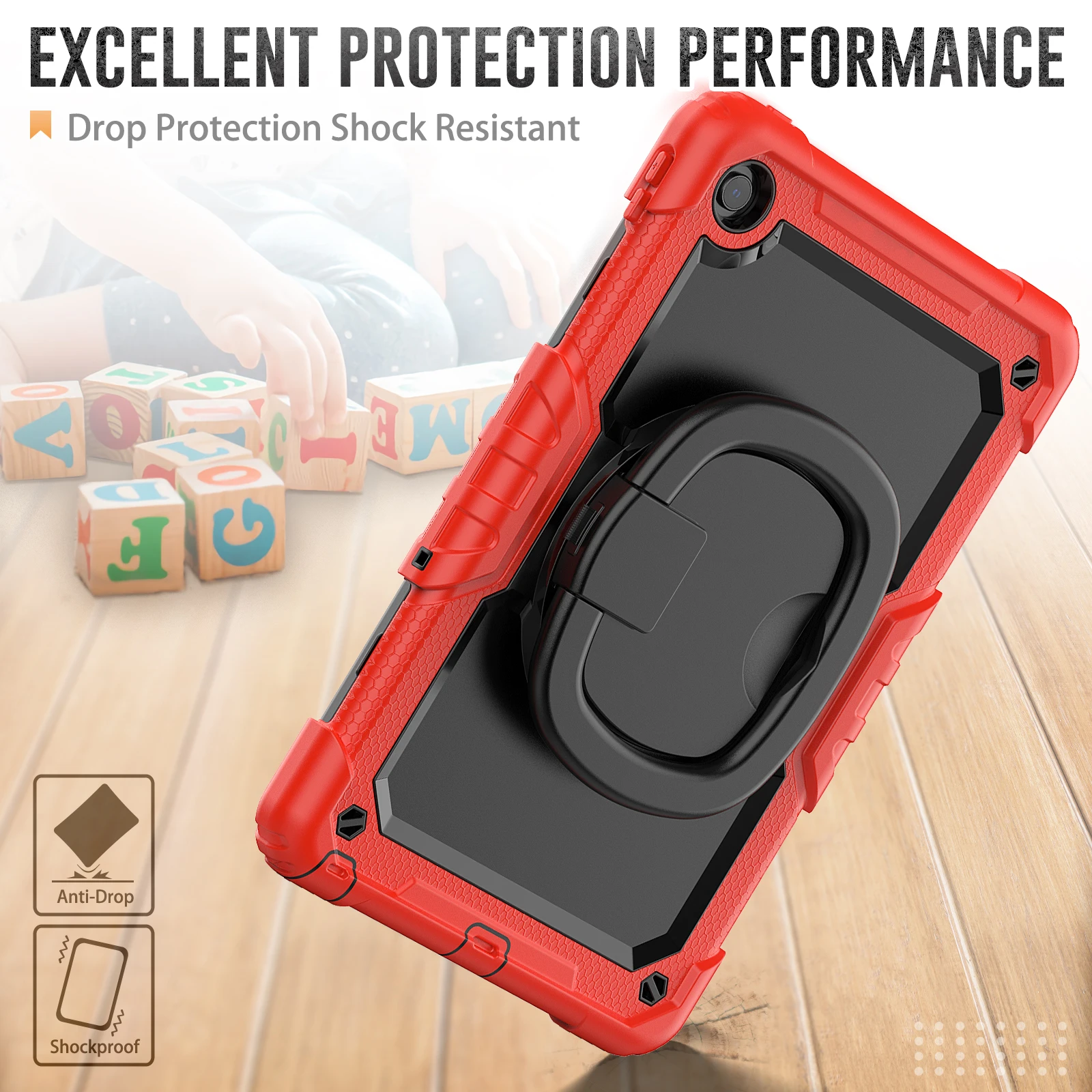 Durable Armor Tablet Case with Pull Ring Stand