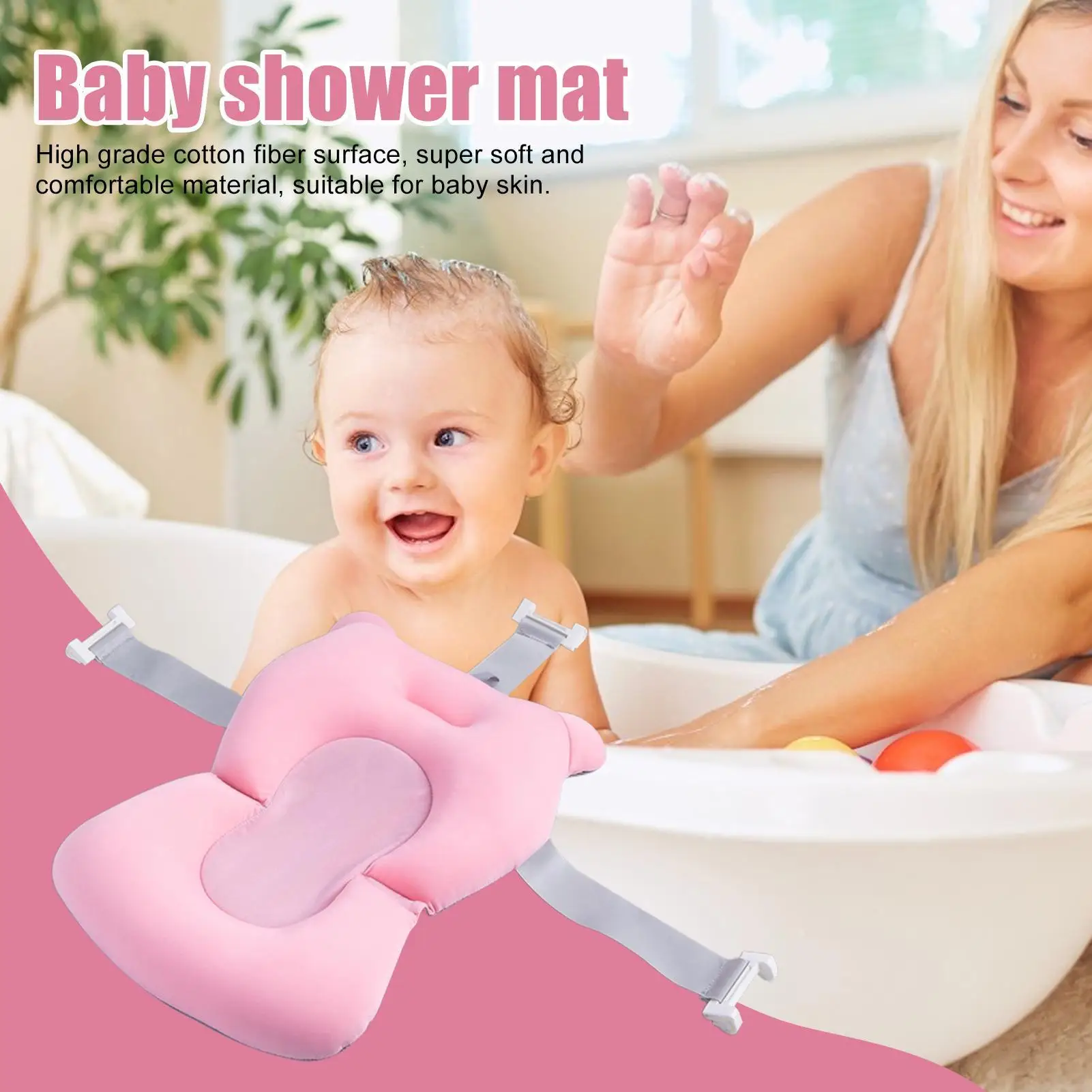 Cuscino per vasca da bagno per neonati, supporto universale portatile ad asciugatura rapida, materassino pieghevole per neonati, pad galleggiante regolabile per vasca da bagno - immagine 2