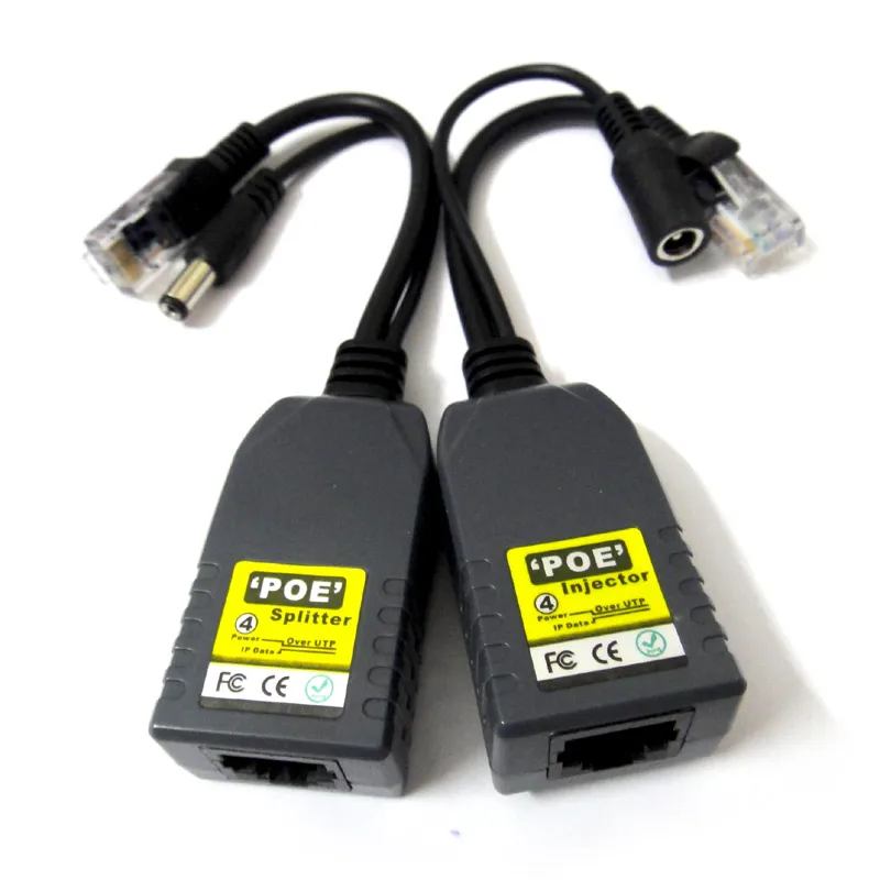 Одна пара CCTV DC Power RJ45 преобразователь видео Balun UTP Трансивер POE сплиттер cctv кабель сплиттер poe две камеры используют одну сеть rj45 подключение poe адаптер для ip камеры