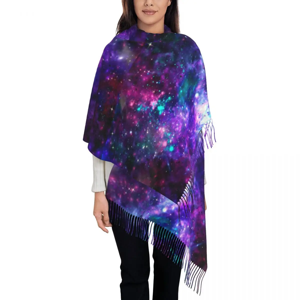 

Warm Soft Scarf Autumn Cosmic Space Print Shawls and Wrap Fantasy Galaxy Design Bandana Unisex Casual Head Scarves