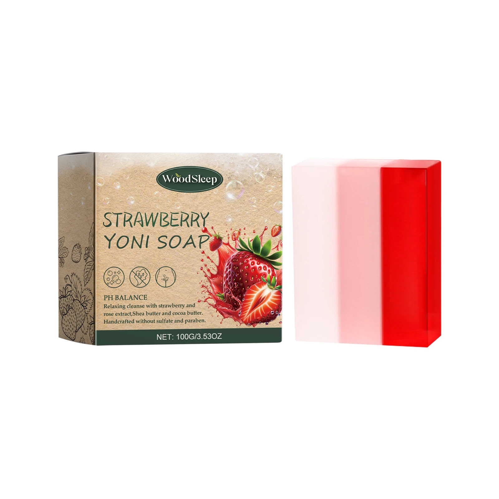 Female Wash Soap Yoni Vaginal Care Ph Balance Strawberry Remove Odor Deep Cleaning Moisturizing Brighten Private Parts Products