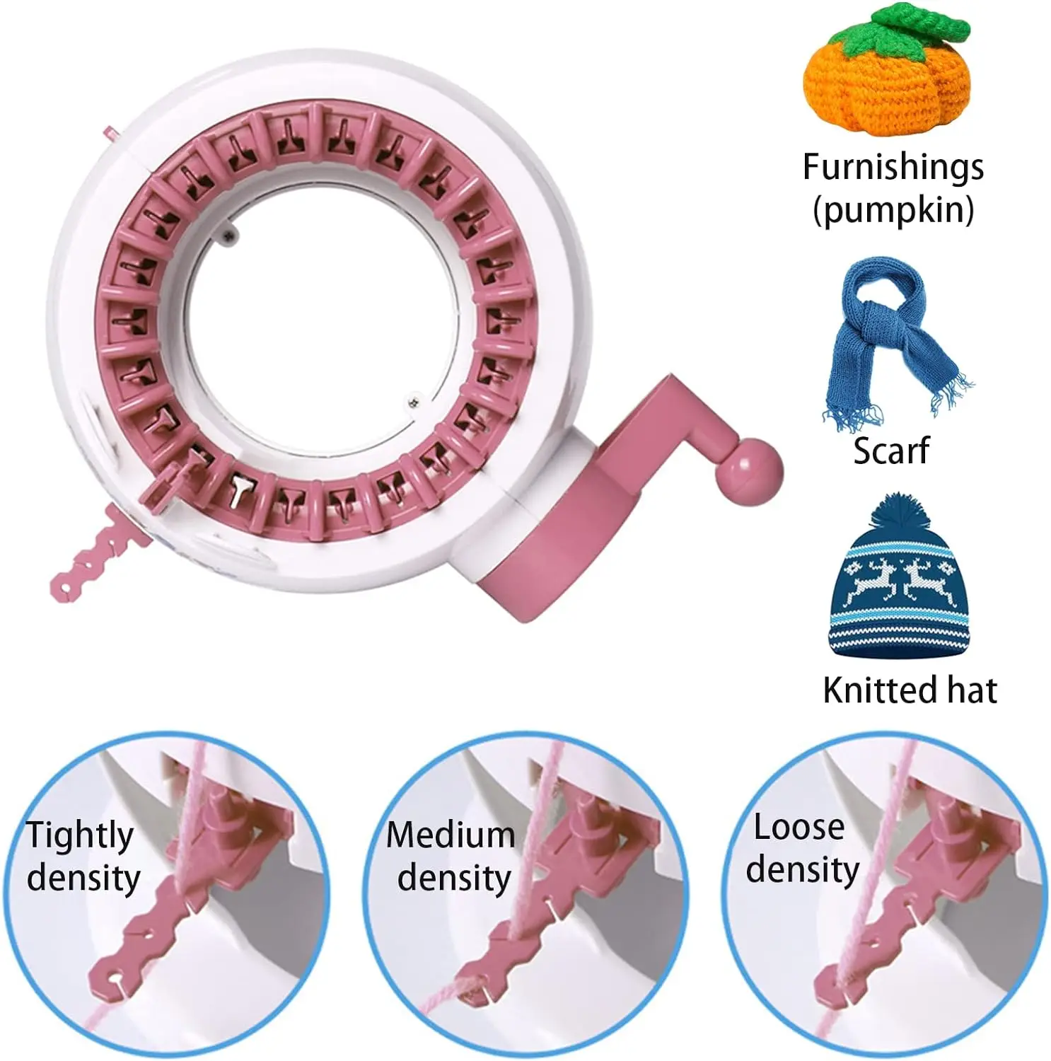 Knitting Machine 22 Needles Smart Knitting Round Loom Knitting Board  Rotating Double Knit Loom Machine for Adults or Kids Knitting Loom Machines  Weaving Loom Kit for Sock/Hat/Pumpkin