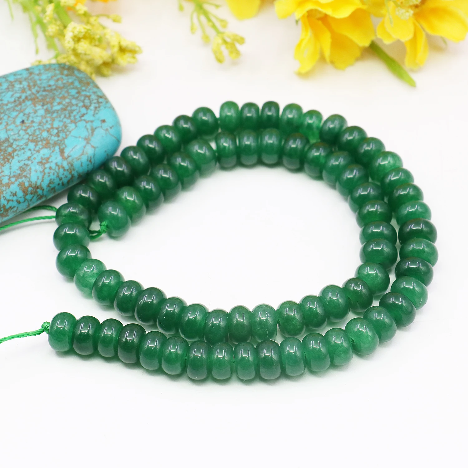 5x8mm Green Malay Chalcedony Crystal Abacus Loose Bead DIY Stone,Transparent Pattern Jewelry,Women Gift Necklace/Bracelet 15inch