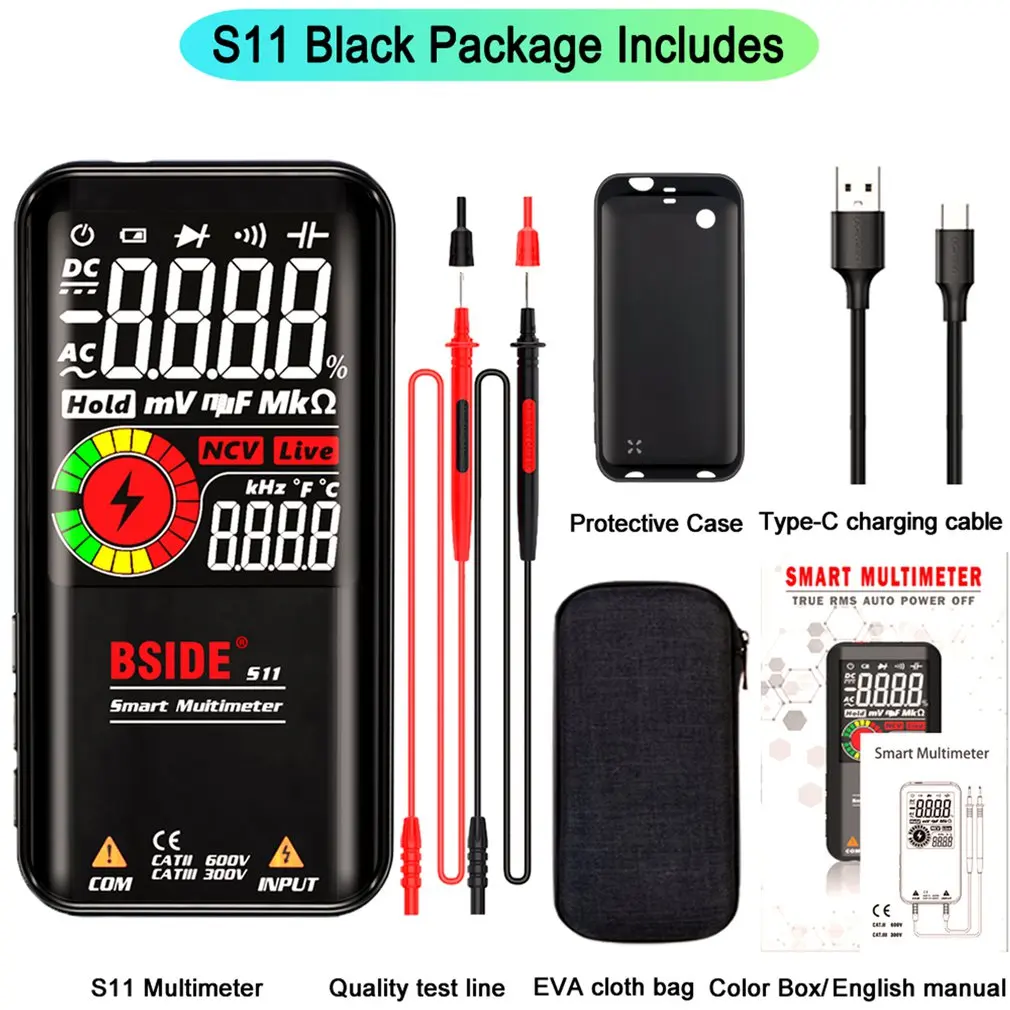 

BSIDE Smart Large Screen Multimeter S11 Color Screen Multimeter Meter Portable Large Screen Multimetro Digital Profesional