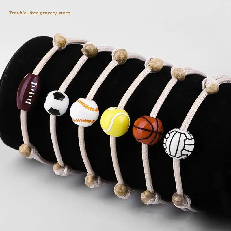 Pulsera de abalorios para niño y niña, bola de fútbol, hilo cera, accesorios de equipo para niños - AliExpress