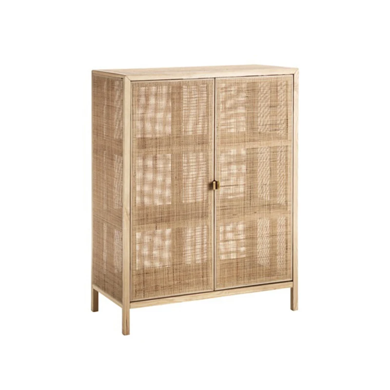 

Simple modern household rattan lockers with solid wood beside meals Small household Nordic storage cabinets